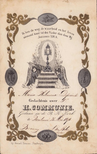 1876 25 mei Maria Philomena Deperink. 1ste H. Communie kerk te Reutum. Handtekening N. van Balen pastoor Reutum. (bron: Archief Parochie Reutum)
